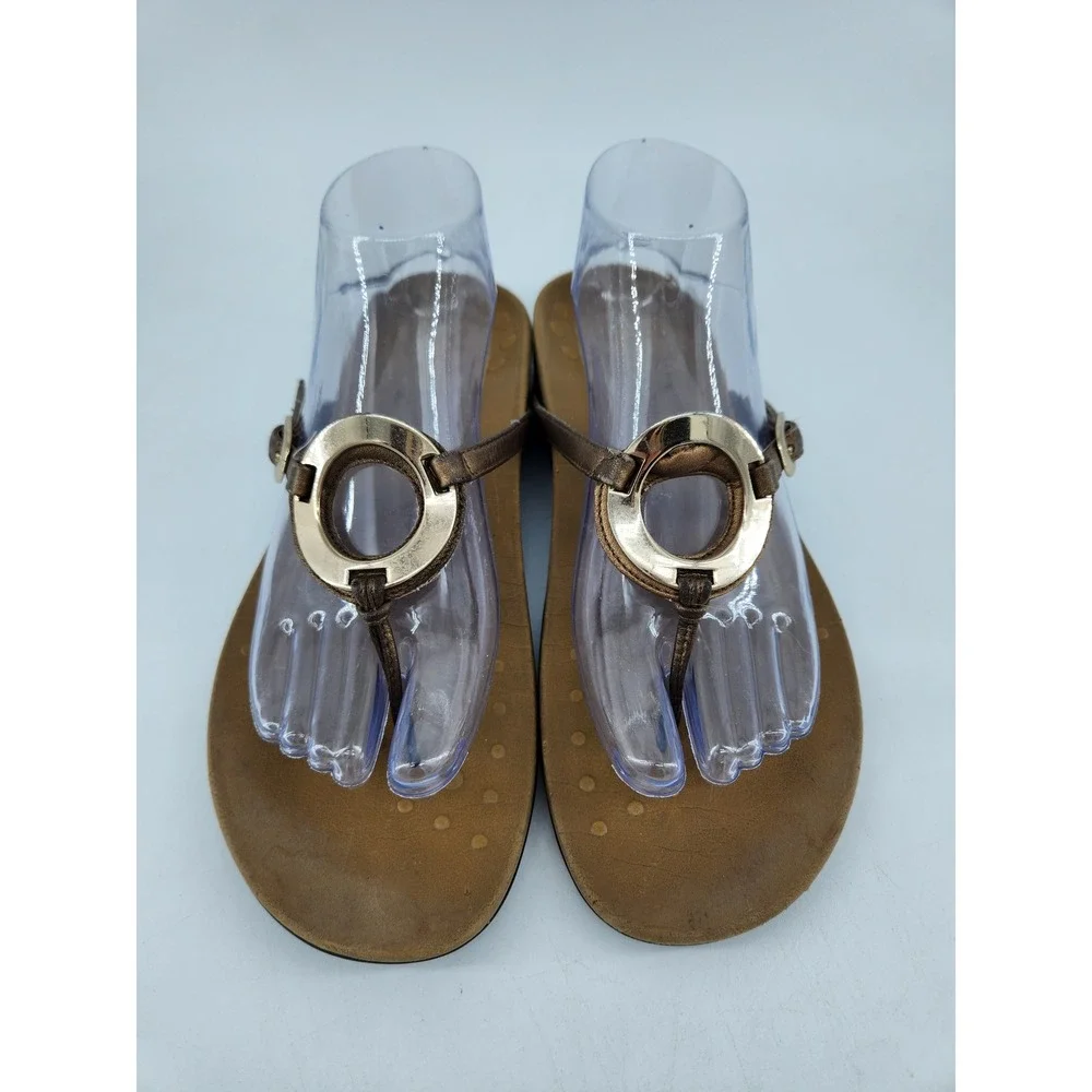 Vionic Park Orchid Thong Sandals Womens 9 Bronze‎ Metallic Gold Ring Orthaheel